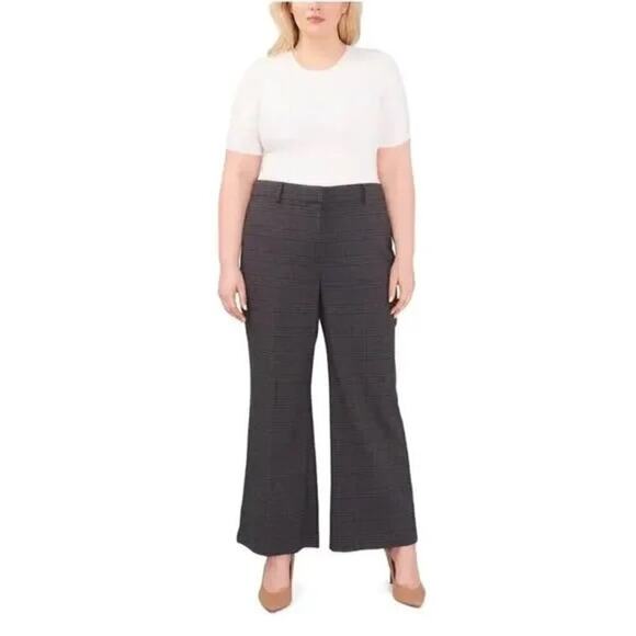 Vince Camuto Pant Houndstooth Plaid Wide Leg Trousers Gray NWT Plus Size 20W - Picture 3 of 9